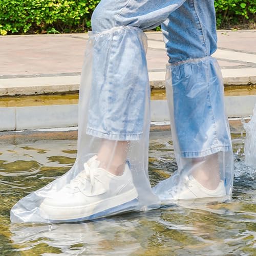 8 Piezas Cubiertas de Zapatos para Lluvia Descartables Impermeables para Exterior Cubrezapatos Largos de Plástico para Mujeres y Hombres Días de Lluvia Transparente miniatura 3