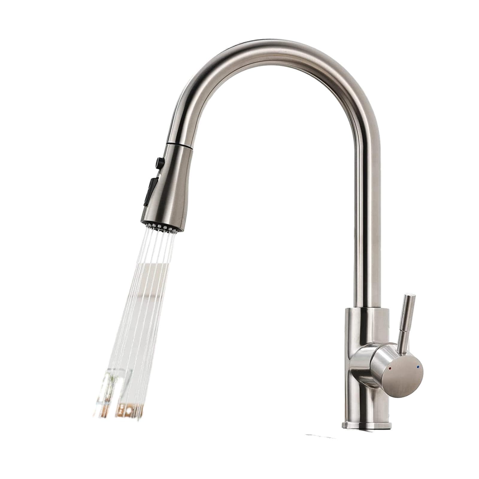 ZYCHSJXA Mixer Taps Kitchen Faucet with Pull-Down Sprayer Sink Deck Mount Single Handle Brushed