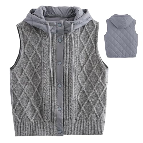 Chaqueta ligera sin mangas para invierno con capucha y punto para el frío diario