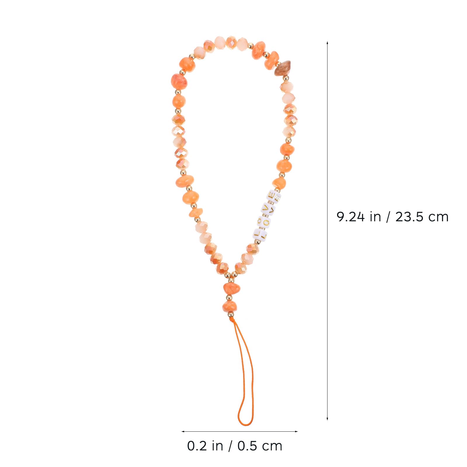 SEWACC Lanière Portable pour Téléphone avec Perles Décoratives Antidérapante Orange