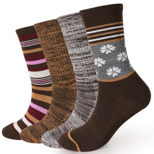 Image of EnerWear 4 Pack Women's Merino Wool Outdoor Hiking Trail Crew Sock