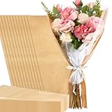 50 PCS Bouquet Wrapping Paper – Kraft Flower Wrapping Paper Bags, Floral Wrap Sleeves for Bouquets, Wedding, Valentine's Day, Graduation, and Florist Supplies (22.1 x 14.2 Inches)