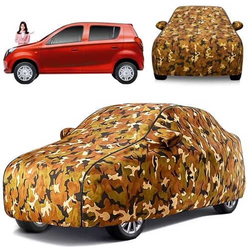 Image of Avecrew 100% Waterproof Car Cover for Maruti Suzuki Alto 800 All Model Mirror & Antenna Pocket Triple Stitched, Dustproof Full Body Protection (Heat & UV Resistant,Jungle)