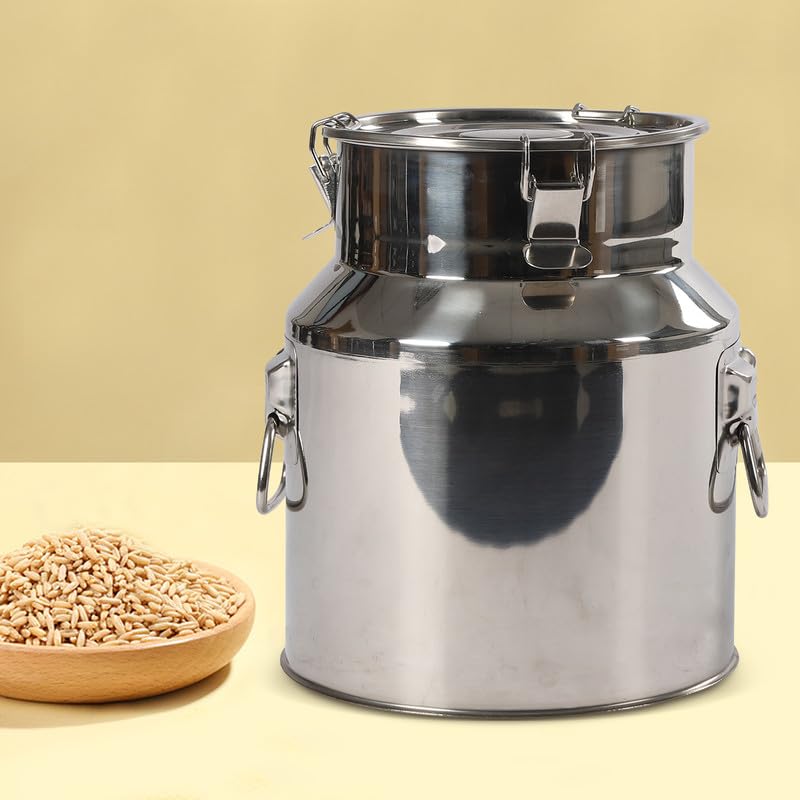 Jarra De Leche De Acero Inoxidable Con Tapa Y Asa, Recipiente Hermético De Acero Inoxidable Para Café, Leche, Aceite Y Alimentos Secos