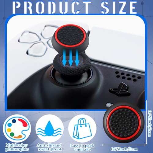 JolliLudo 28 Pcs Joystick Thumb Grips Anti Slip Controller Grip Anti Stickiness Silicone Joystick Caps Multicolor Button Cover Anti-Scratch Controller Accessories