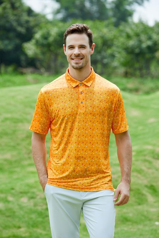 Image of Damipow Premium Golf Shirts for Men Dry Fit Performance Polo Short Sleeve Collared Shirt