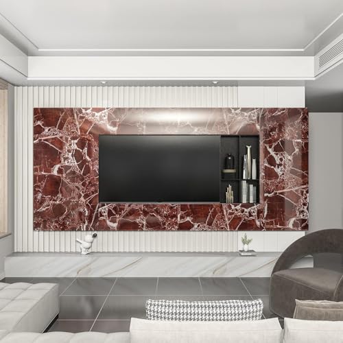 Image of TEKCOOL Wall Stickers DIY Wallpaper Vinyl Marble Wallpaper Peel and Stick Waterproof Wallpapers for Home Kitchen Countertop Cabinet Furniture Oil Proof Kitchen Stickers(Cherry red-3 pc)!
