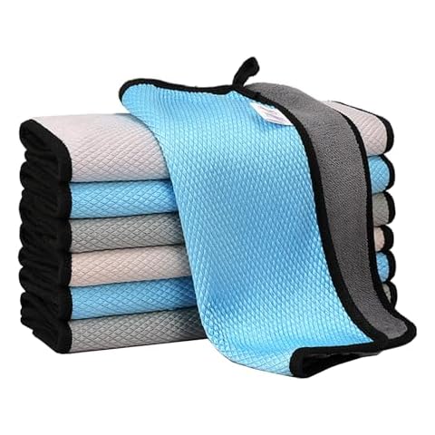 FUNTALE Absorbent Double-Sided Cleaning Cloth Multi-Purpose Lint-Free Wipe Ideal for Kitchen, Bathroom, Glass, and Car (5, Small(11.8x11.8 inches)) Cover