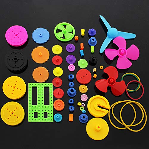 Preisvergleich Produktbild SPTwj Plastic Gears Propellerblätter Set 55 Stück Einzel Doppel Untersetzungsgetriebe Schneckengetriebe Roboter Hubschrauber Autoteile DIY Kit Assorted Plastic Gear Shaft Belt Rack