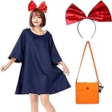 宅急便コスプレ 魔女きき わいい 仮装 レディース 魔女の宅配屋さん コスチューム 舞台演出服 文化祭 ハロウィン 仮装 コスプレ アニメ 女性 成人 子供コスチューム (子供フリーサイズ)