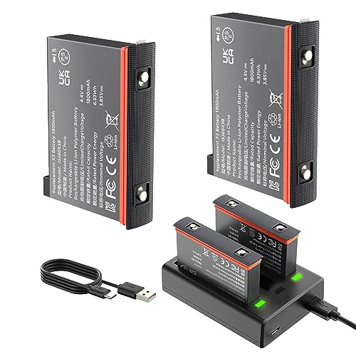 NBZZ 2 Packs Replacement Insta 360 x3 Battery 1800mAh and Battery 3-Channel Fast Charge Hub Compatible with Insta 360 x3 Accessories High Capacity Electric Core (Fully Compatible with Original)