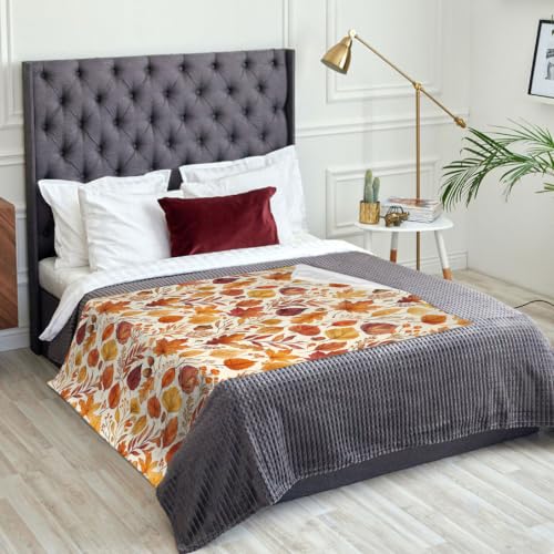 Couverture pelucheuse et légère orange automne jeté de lit canapé 152x203cm
