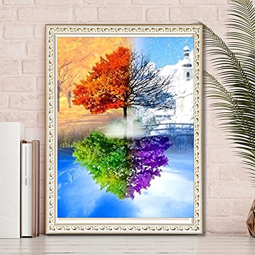 Peinture diamant 5D kit complet arbre quatre saisons pour décorer un salon ou un bureau