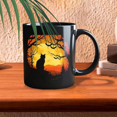 Taza de gato cerámica espeluznante con acabado resistente para hogar 7