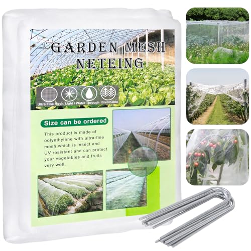Vegamall Gemüseschutznetz 3x6m mit 15 Gartenhaken Kulturschutznetz und Pflanzenschutznetz als Wiederverwendbarer Pflanzenschutz für Hochbeet und Garten