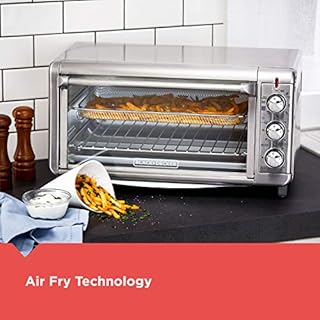 BLACK+DECKER Crisp 'N Bake Air Fry Countertop Convection Toaster Oven, XL Capacity, 8-Slice, 5-in-1, Fits 9” x 13” pan,12” Pizza, 60-Min Timer, Bake, Broil, Air Fry, Toast, Keep Warm, Stainless Steel