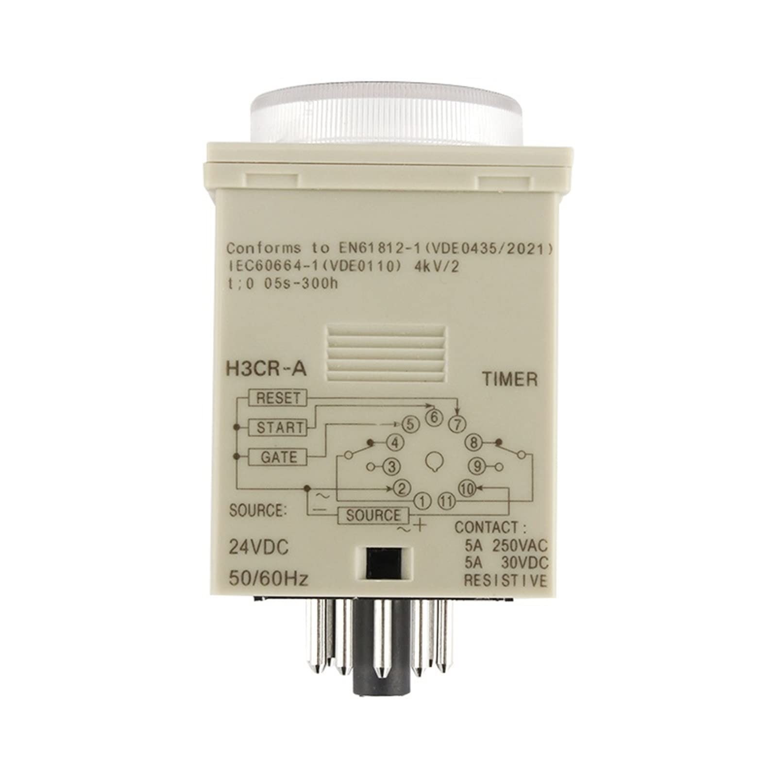 AC100-240V H3CR-A Zeitrelais 1,2 s bis 300 h 50/60 Hz 11PIN Ein- und Ausschaltverzögerungszeitrelais 24 V 12 V mit Sockel PF113A Elektronisches Zubehör (Size : 12VDC)