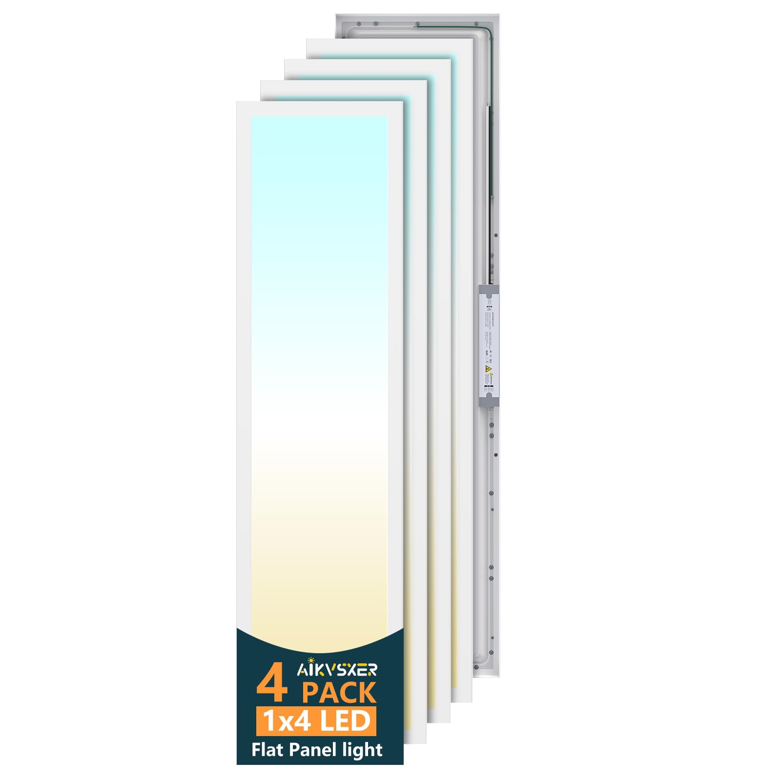 Photo 1 of AIKVSXER 1x4 LED Flat Panel Light Fixture (4-Pack)