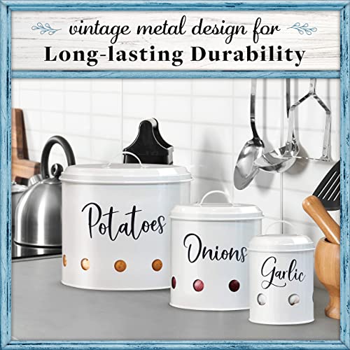 Home Acre Designs Food Storage Container with Airtight Lids for Vegetables, Potato, Onion & Garlic, Set of 3, Large
