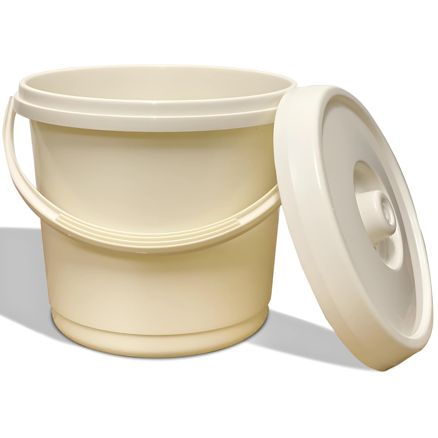 VR7-14L Plastic Bucket with Lid, 3 Gallons Nappy Storage Bin, Easy-to-Clean, plastic buckets with handles - Ideal Baby Nappy Bucket - Durable & Versatile - CREAM