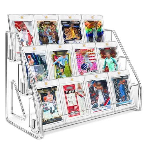 Magnetic Card Holder 3-Tier, Card Display Stand Clear...