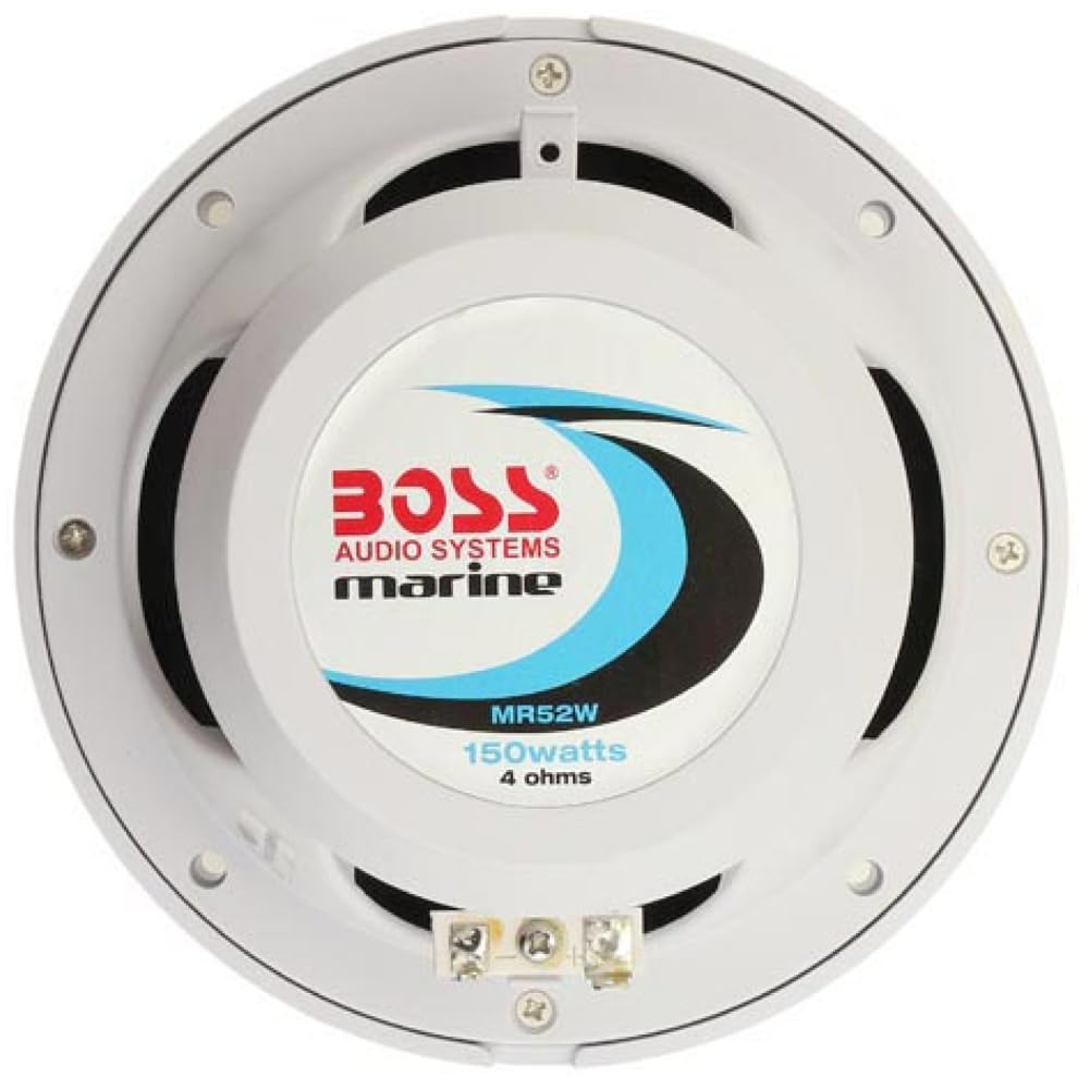 KIT SET PER BOSS AUDIO SYSTEMS MR52W 2 altoparlanti marini bianchi 2 vie 5,25" 13 cm 130 mm, 75 watt rms 150 watt max, impermeabili, mare, piscina, barca, hotel, a coppia + accessori omaggio