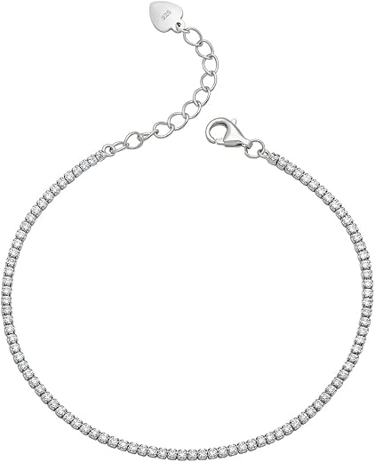 Silberry 925 Sterling Silver Mini Tennis Bracelet for Women