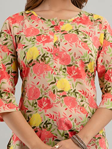 Image of feranoid Women Cotton Printed Straight Short Kurti