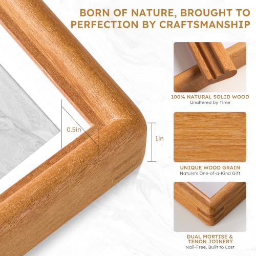 Solid Wood Picture Frame 5x7inch, Mat 4x6inch, Tempered Glass, Teak - Image 4