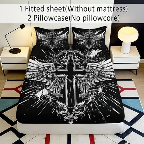 Drap housse croix gothique 90x200cm, l'idée cadeau maison originale - 3
