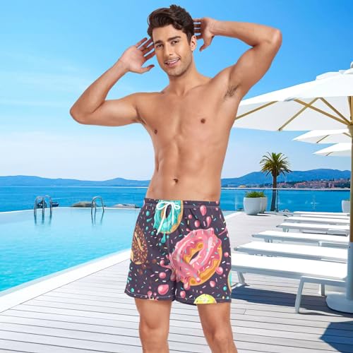 Mens Swim Trunks Colorful Donut Swim Shorts Quick Dry Beach Shorts with Compression Liner and Zipper Pocket4