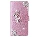 Produktbild Samsung Galaxy A32 5G Hülle Case für Samsung Galaxy A32 5G Tasche Crystal Glitzer Diamant Handyhülle PU Leder Wallet Schutzhülle Handytasche Ständer Pflaumenblüte Liebe Kreditkarten Halter Magnetische