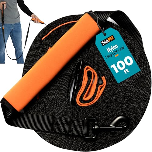 100ft Long Leash for Dogs - Long Line Dog Leash for Training Recall/Commands at Distance - Nylon...