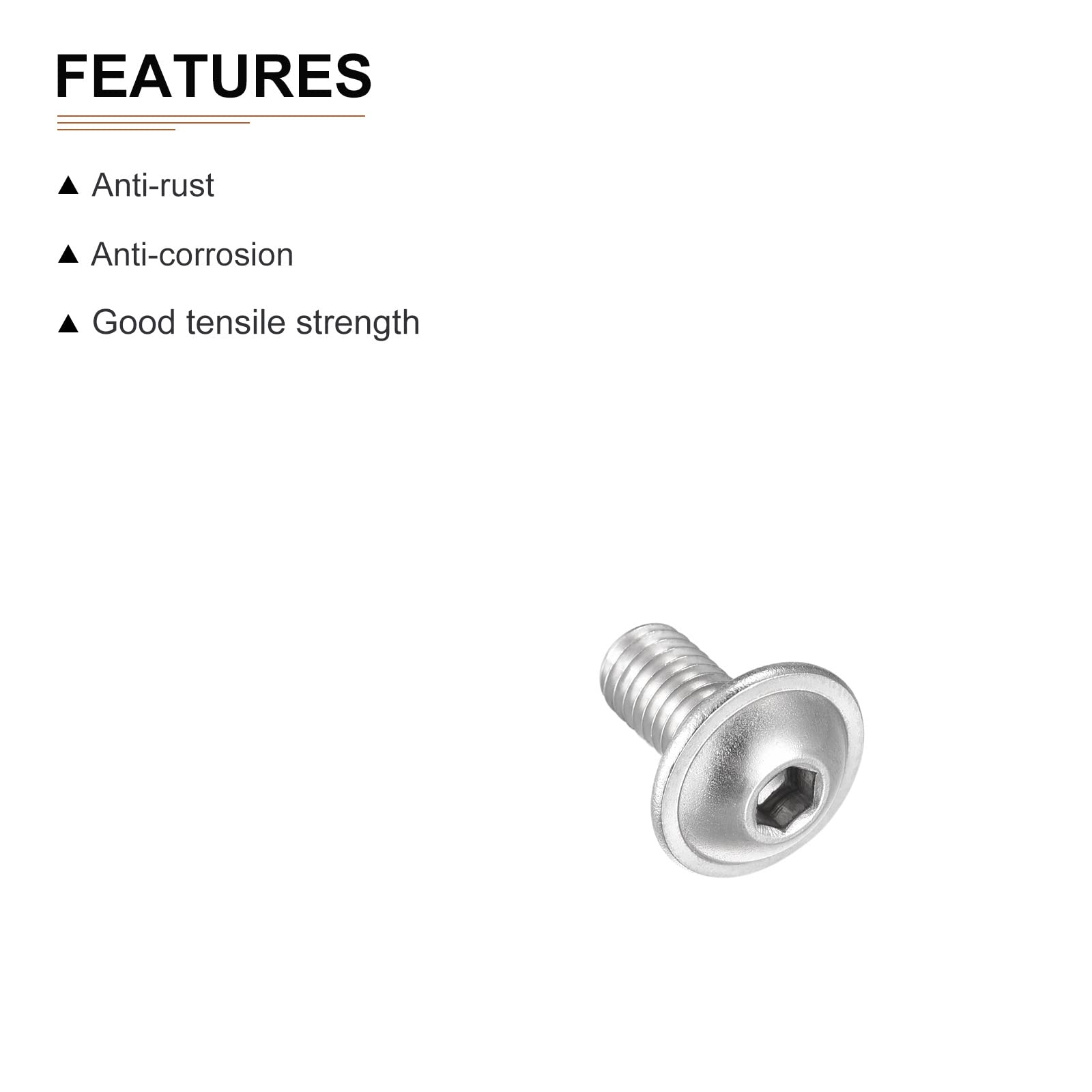 DTGN M5x10mm(DxH) Flanged Button Head Socket Cap Screws, 50Pack, Good for Equipment Furniture - Image 3