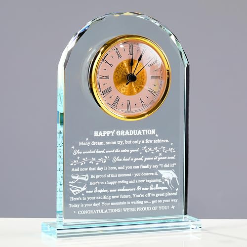 Qianwei Graduation Gifts for Her Him - Crystal Clock Class of 2025 Gifts Present Women Men College Middle High School Congrats Grad Graduate Present Keepsake for Masters Degree Phd Senior Student