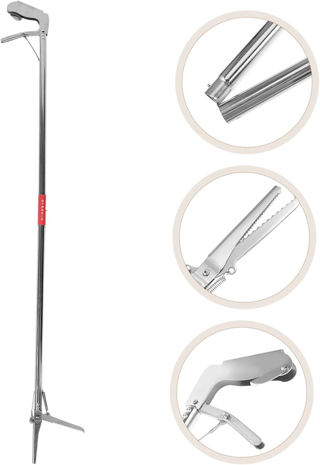 Happyyami Stainless Steel Snake Clip Snake Tongs Grabber Clamp Hook Professional Tool