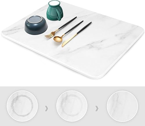 Tapete de secado de piedra para encimera de cocina, súper absorbente, resistente al calor, tapete ecológico de tierra de diatomeas (12 x 16