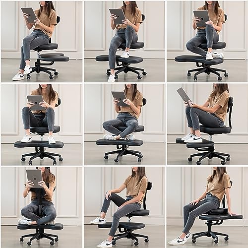 Image of VIVO Mobile Cross Legged Office Chair with Back Support for Yoga Meditation ADHD, Height Adjustable, Black, CHAIR-CL02B-R