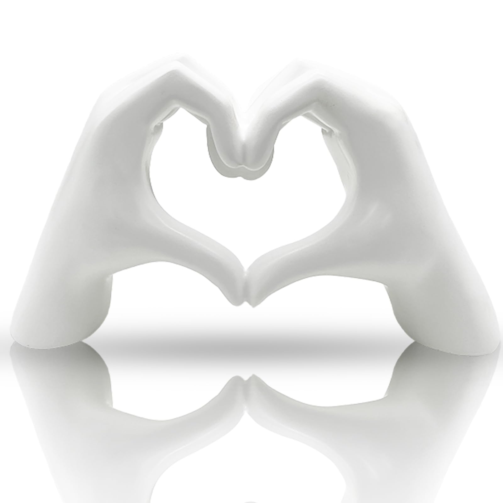 Huhote White Heart Hands Sculpture Decor, Love Finger Statue Modern, Hand Love Gesture Sculpture, Heart Hands Statue Desktop Ornaments, Heart Finger Statue Room Decoration For Shelf (White)