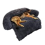 Calming Dog Bed Fluffy Plush Dog Mat for Furniture Protector with Removable Washable Cover for Large