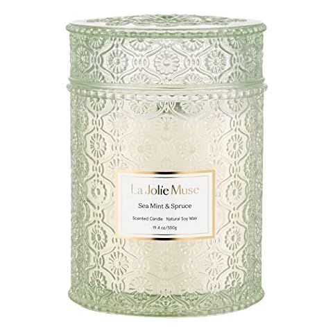 Sea Mint & Spruce Scented Candle, Large Jar Candle Gift Cover
