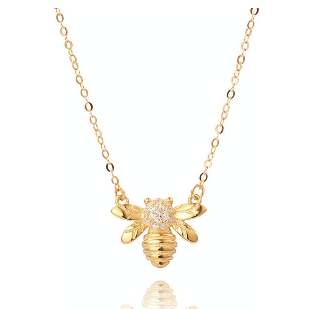 Collier ras du cou avec pendentif abeille pour femmes, adolescentes, filles, argent sterling S925, délicat cristal CZ diamant re
