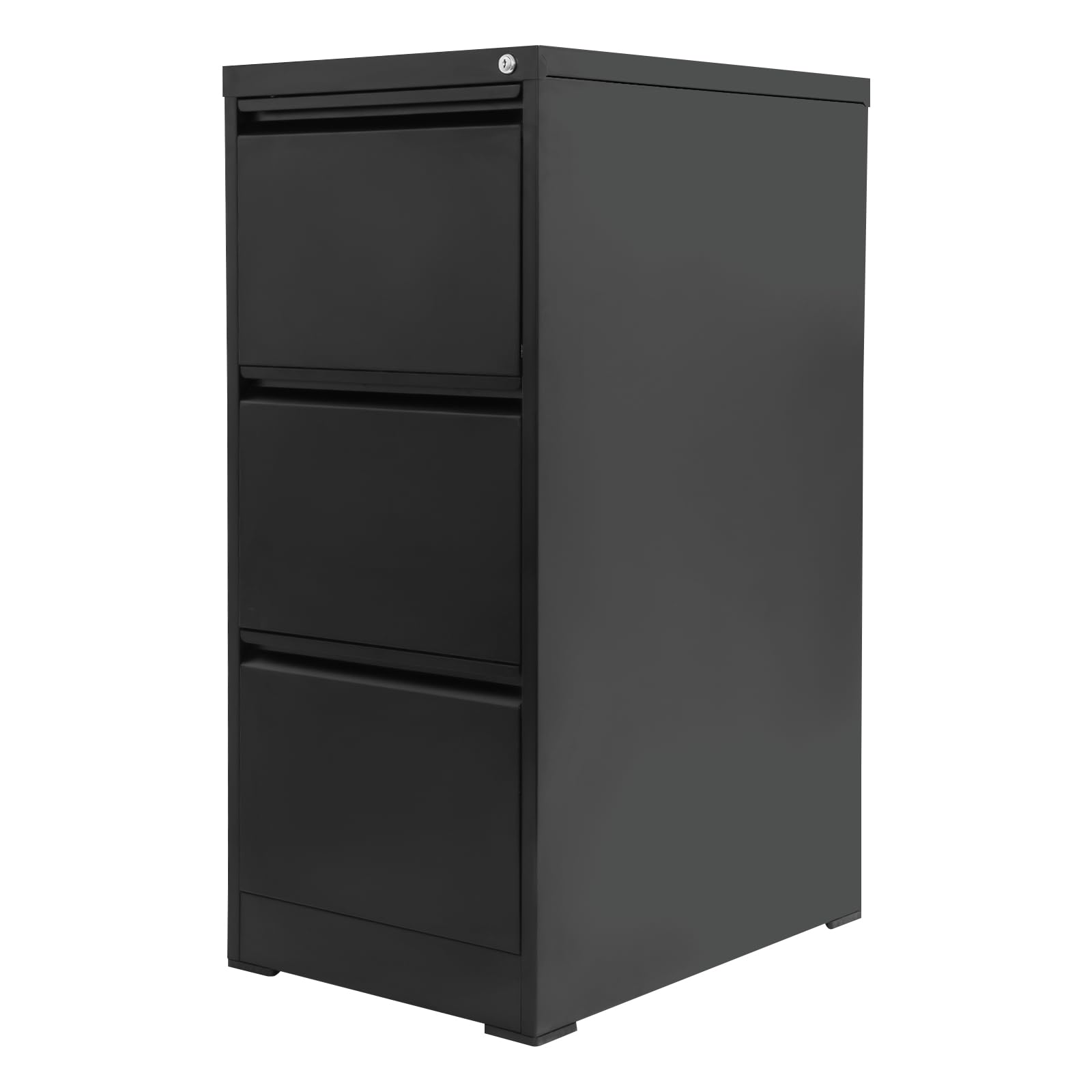 Aktenschrank mit 3 abschließbare Schubladen Büroschrank für Homeoffice Metallschrank Akten Lagerschrank für A4, Legal,46 x 62 x 103cm (Reinschwarz)