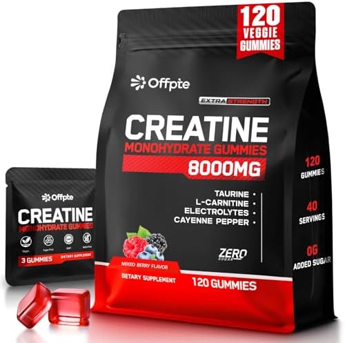 Creatine Monohydrate Gummies 120 Ct, 8000 MG Complex × 40 Packets...