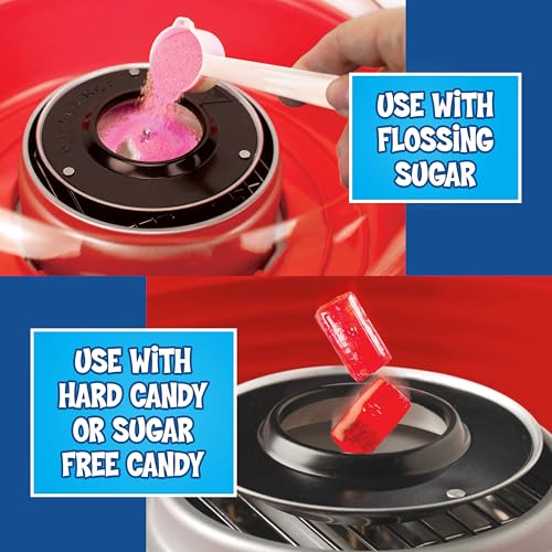 Image of Kool-Aid Cotton Candy Machine - Fun Cotton Candy Machine for Kids with 2 Reusable Cones, 1 Sugar Scoop, and 1 Extractor Head - Red
