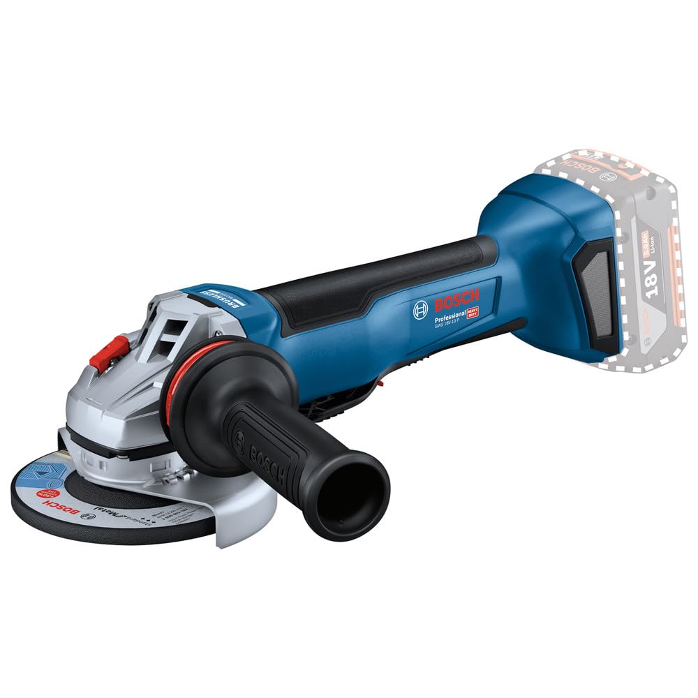 Bosch Professional 18V System meuleuse angulaire sans-fil GWS 18V-10 P (poignée auxiliaire, capot protection, écrou serrage rapide, flasque de serrage, calage L-BOXX, L-BOXX)