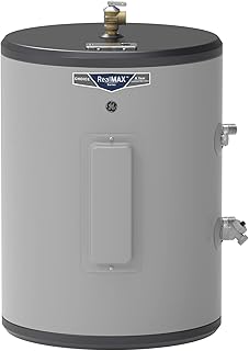 GE Appliances 18 Gallon Versatile Electric Water Heater with Adjustable Thermostat & Drain Valve, Side Port Lowboy, Point of Use, 240 Volt