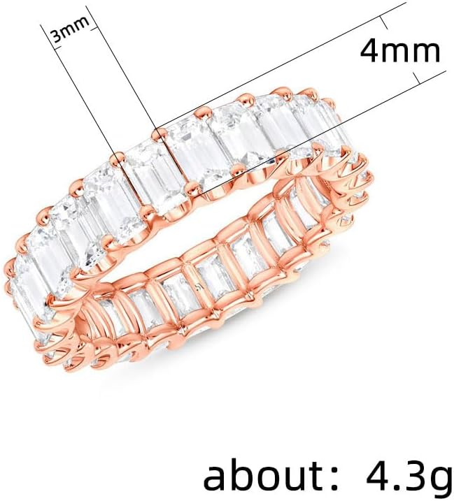Full Eternity Cubic Zirconia Ring for Women – Gold Plated Solitaire Design, Proposal Statement Jewelry Gift for Her, Engagement Present for Wife, Girlfriend or Best Friend image 5
