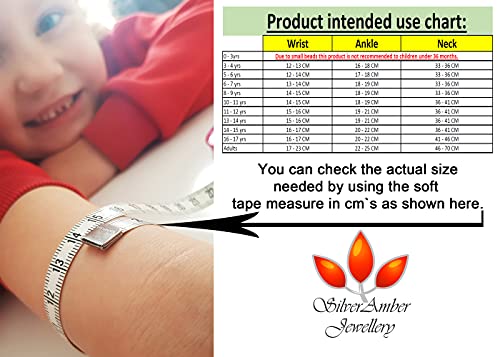 SilverAmber Bracelet de cheville en ambre de la Baltique fait à la main 100 % perles d'ambre véritable Qualité supérieure Tailles 11-20 cm – Image 3