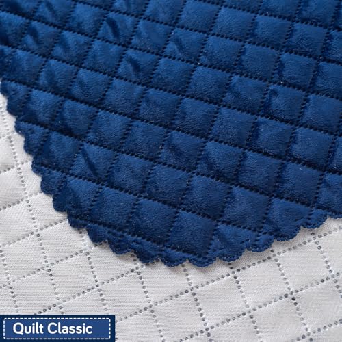 Image of HOKIPO Quilted Sofa Cover 3 Seater and 2 Seater Set - 5 Seater Sofa Cover (3+2) for Seat & Back | 'Quilt Classic' Navy Blue (IN-927 * 2+926 * 2-NBL)